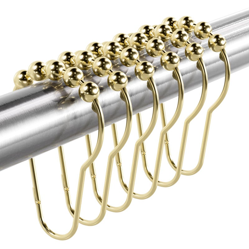 Titanker Gold Shower Curtain Rings, Rust-Resistant Metal Shower Curtain Hooks for Bathroom Shower Rods Shower Hooks Rings for Curtain - Set of 12 - Image 1
